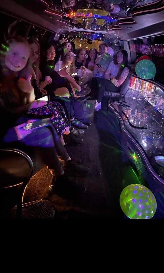 Kids birthday party inside a limo with balloons, Northampton